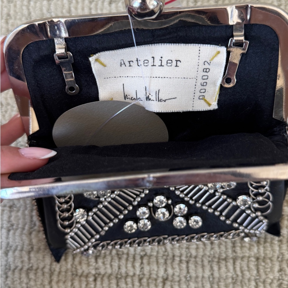 Nicole Miller Black and Silver Clutch with Geometric Design - Picture 3 of 3